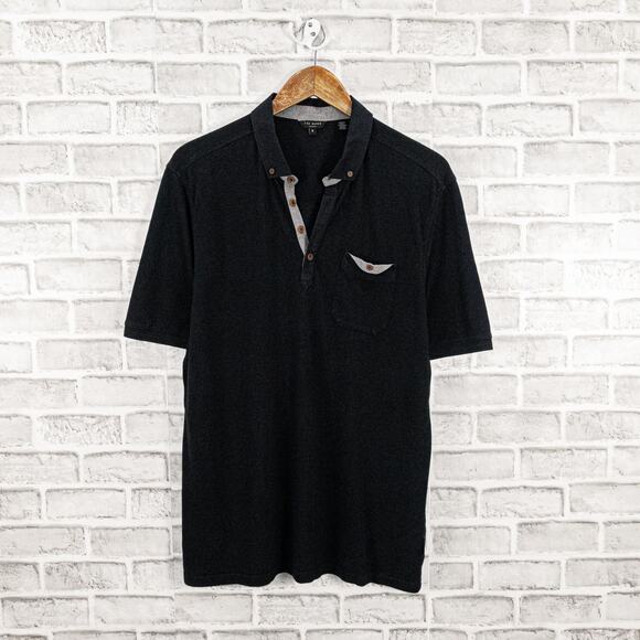 Ted Baker London  Short Sleeve Polo Shirt in Black Men's Size 6 - Picture 1 of 6
